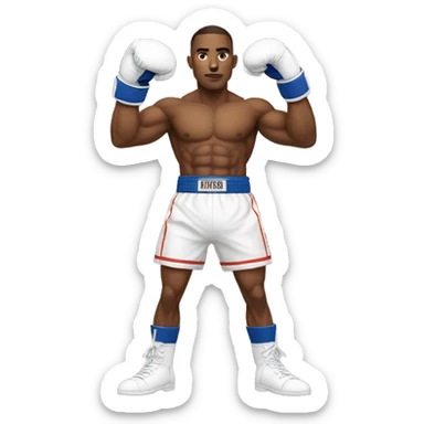 A boxer with white gloves and white short and with abs  sticker