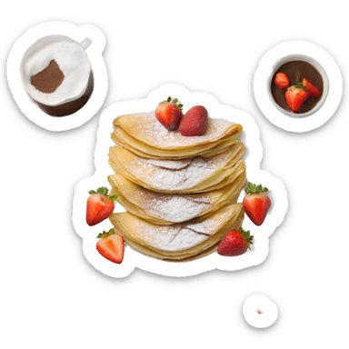 nutella crepes with powdered sugar on top and strawberries sticker