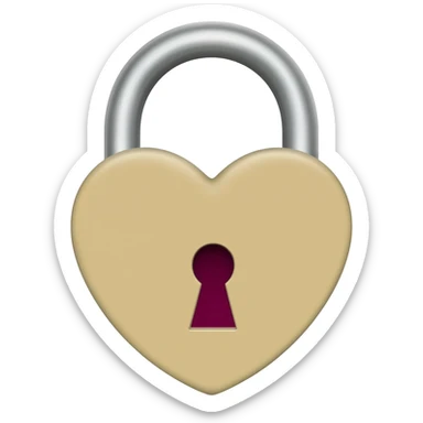 Light beige heart-shaped lock and key burgundy sticker