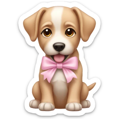 cute dog with light pink bows sticker
