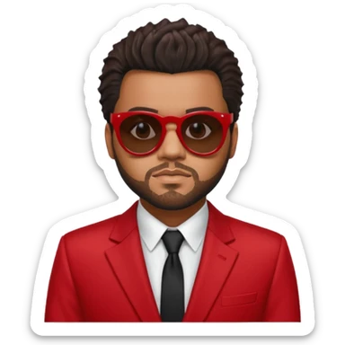 the weeknd in red suit and sunglasses sticker
