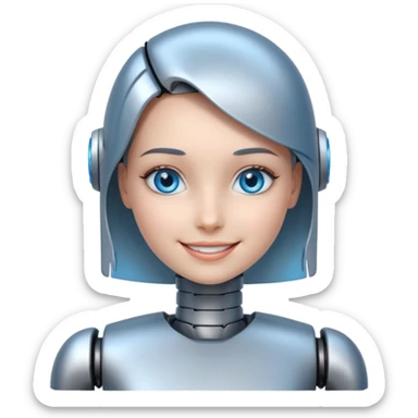 robotic smiling girl sticker