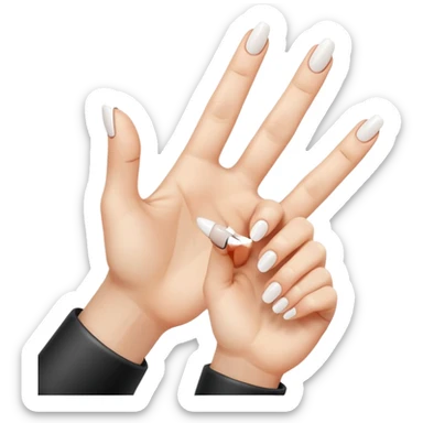 hand gesture with two fingers up, white nails, normal emoji style, different hand angle sticker