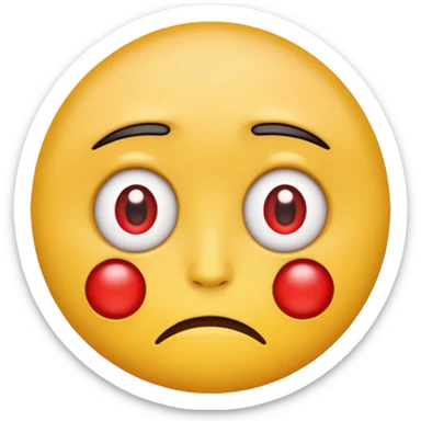 An emoji with red round eyes  with tired face! sticker