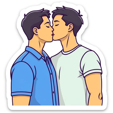 Gay couple kissing white and Filipino sticker