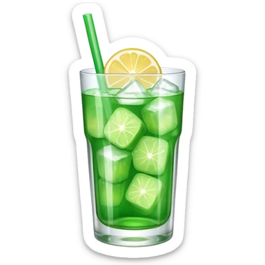 Japanese cream soda green on a glass with ice  sticker