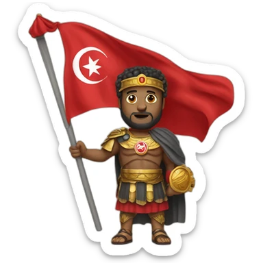 Hannibal barca holding tunisia flag sticker