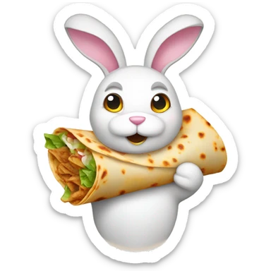 Bunny rabbit holding gyros pita wrap sticker