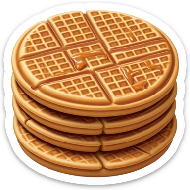 Stroopwafel Cinematic Realistic Stroopwafel Dessert Emoji, depicted as a single, flat, delicate caramel-filled waffle cookie rendered with crisp textures and warm, inviting lighting. sticker