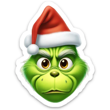 the grinch in a christmas hat sticker