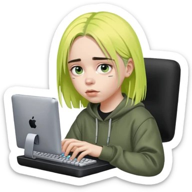 Billie Eilish avec un ordinateur sticker