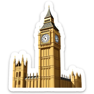 Simplest possible Big Ben tower with flat colors sticker