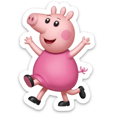 Peppa Pig mid-step in the Griddy dance sticker