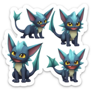 Edgy Vaporeon-Noivern-Litten-Zorua full body sticker