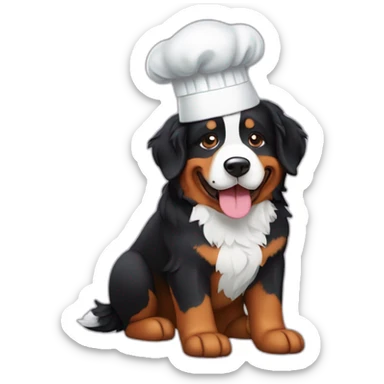 bernese mountain dog with a chef top hat sticker