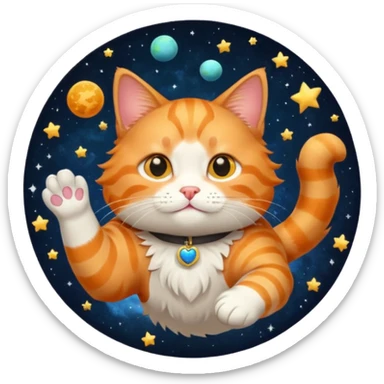 Cat in space sticker