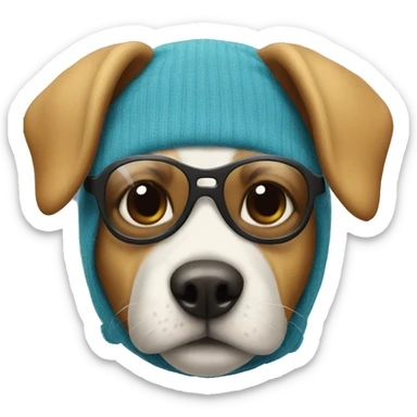 Dog wearing a ski mask  sticker