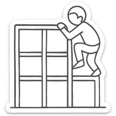 hand drawn outline icon of a person climbing on a jungle gym sticker
