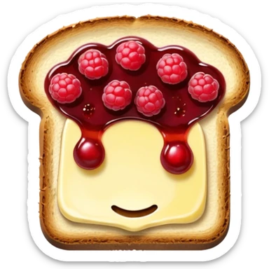 a slice of bread with butter and raspberry jam sticker