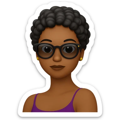 Change her facial expression to normal, keeping the same style as the reference image. sticker