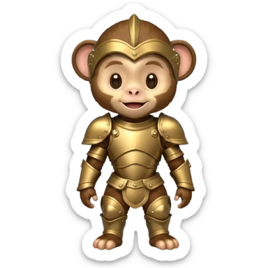 baby monkey in armor, full body, smile sticker