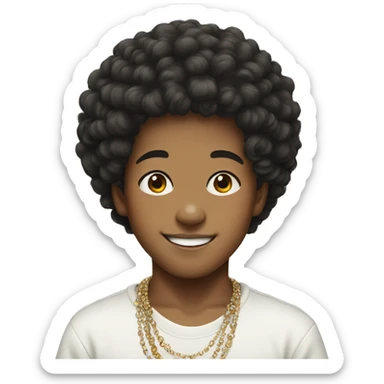 smiling boy korean boy with afro jewelry sticker