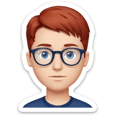 Ragazzo occhi blu scuro capelli rosso scuro liscio e occhiali  sticker