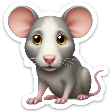rat with a large mutt head and a very small body sticker