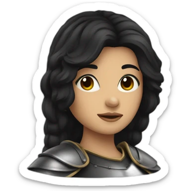 knight woman with black hair sticker