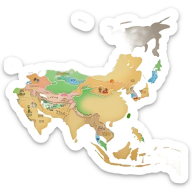 Asia map earth sticker