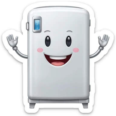 A fridge with arms and legs sticker