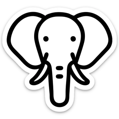 elephant head facing forward, minimalistic outline icon, very simple lines, no extra details, modern and clean sticker