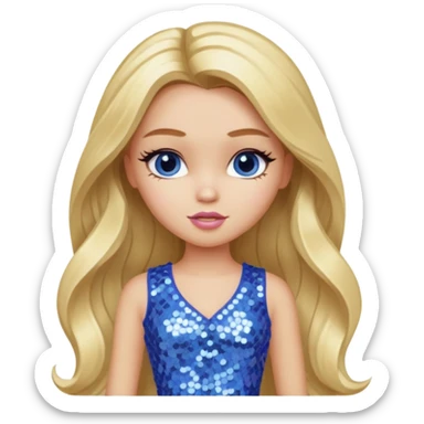 Cloe from Bratz with long blonde hair and periwinkle sequin outfit sticker