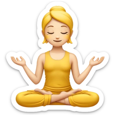yellow emoji in lotus pose, meditating, calm face sticker