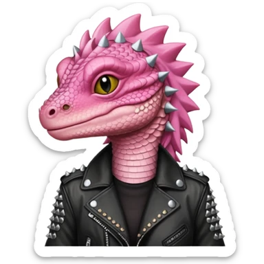 pink haired metalhead lizard sticker