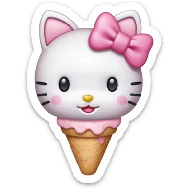 Hello kitty eating ice cream  sticker