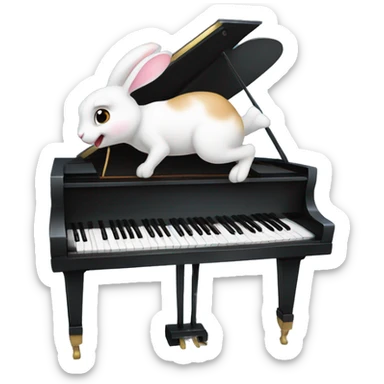 A bunny hopping on a piano sticker