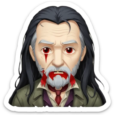 sad face vampire old man long hair with beard half dress
 sticker