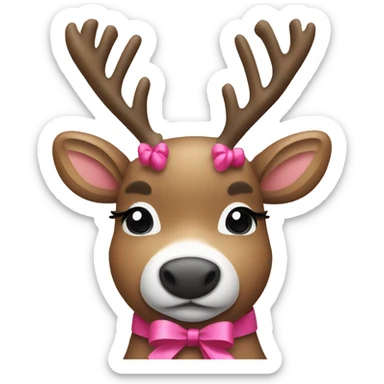 Reindeer with pink bow sticker