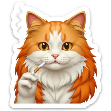 white and orange cat smoking sticker