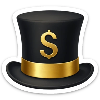 top hat with "$" print sticker