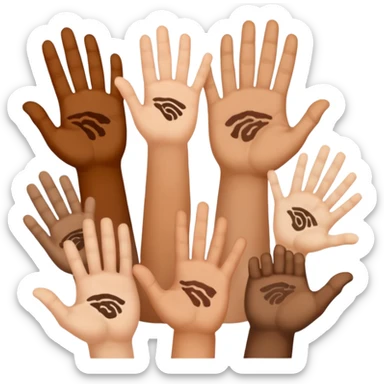 Make 7 hands each having names and the names are Oliver Aiden Ezra daddy mommy Amaya and ronin sticker