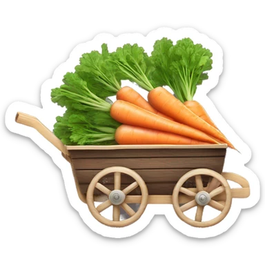 Pastel cute Carrots in a dark wooden  wheelbarrow  sticker
