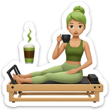 matcha coffee in a reformer machine pilates sticker