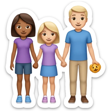 family of four, holding hands sticker