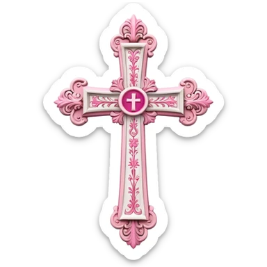 Pink and white cross sticker