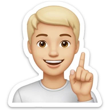 smiling emoji with index finger in mouth sticker