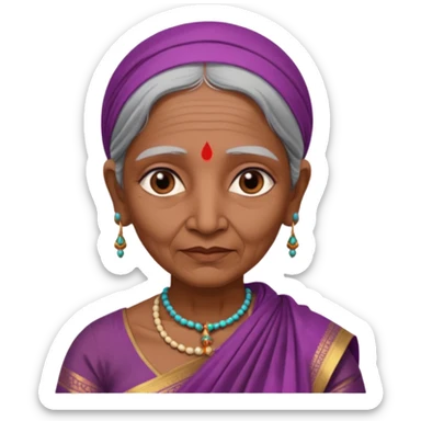 indian sari ancient old woman sticker