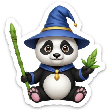 Chcę Pandę która ma czapkę czarownika i która jest kolorach biało-czarnych sticker