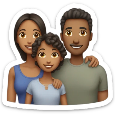 a mixed-race family with 2 young kids and a dog sticker